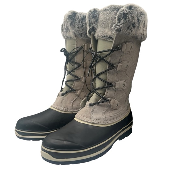NWT SIZE 9 WOMENS KHOMBU EMILY SUEDE Leather LEATHER FAUX FUR WINTER SNOW BOOTS - Picture 2 of 12